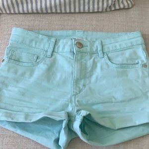 mint blue jean shorts